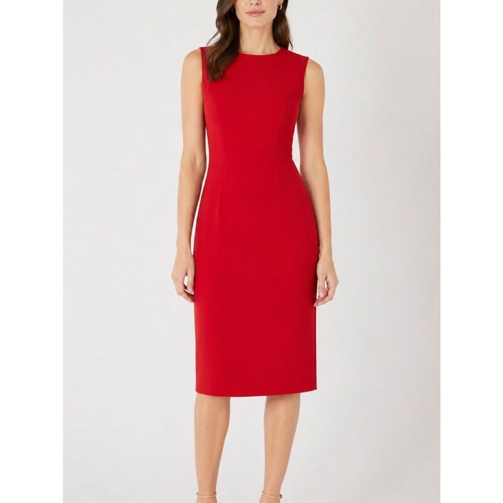 Preston & York Angie Cherry Red Sleeveless Sheath Dress Sz 8 Lined Stretch